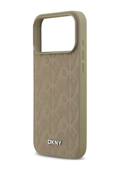 Apple Uyumlu iPhone 17 Pro Max Kılıf Dkny Lisanslı M-safeli 3d Yazılı Grid Pattern Kapak Kahverengi Kahverengi