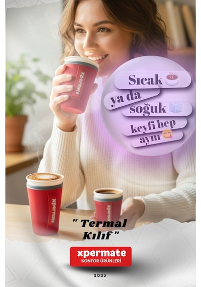 Xpermate Termal İçecek Kılıfı Sıcak & Soğuk Tutan Kahve Termal Kılıf 0,24l Kırmızı