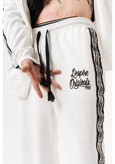 Respire Erkek Splash Şerit Detaylı Doubleface Baggy Eşofman Altı Ekru