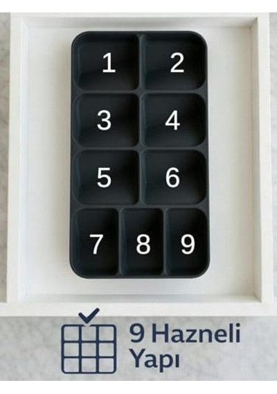 9 Bölmeli Çekmece İçi Kaşıklık Dolap İçi Organizer Pratik Çatal Kaşık Bıçak Düzenleyici Yeni Nesil Antra Diğer