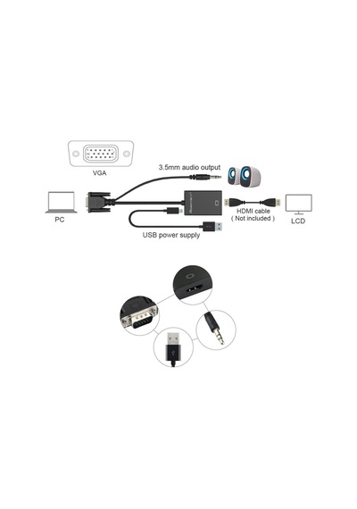 Vga To Hdmı Kablo Dönüştürücü Converter Görüntü Ve Ses Çevirici (503944470)