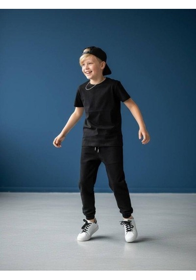 Zekids Erkek Çocuk Pamuklu Beli Paçası Lastikli Eşofman Alt-16637 Siyah