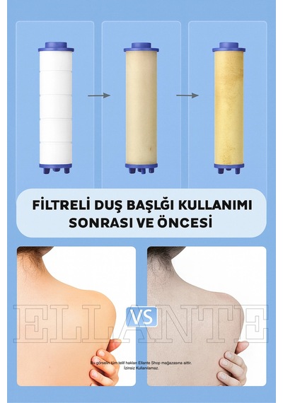 Yeni Nesil Filtreli Duş Başlığı + 1 Yedek Filtre Yüksek Basınçlı & Su Tasarruflu Çok Renkli