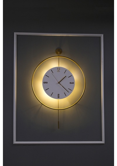 Büyük Boy 5'li Gold Kristal Elegante Set Kablo Gerektirmeyen Seri - Modern Duvar Saati Gold