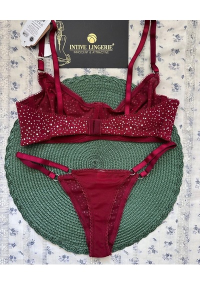 Pointy Love Transparan Yumuşak Tülden Parlak Puantiyeli Balenli Ş Bordo
