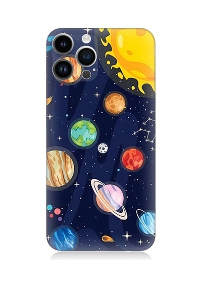 Apple Uyumlu iPhone 14 Pro Gezegenler Ve Yıldız Haritası Desenli Silikon Kılıf