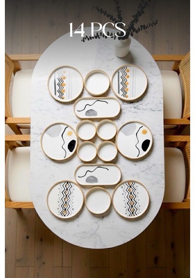 Axial Stackable Kahvaltı Takımı - Lüx Kahvaltılık Sunum Seti Tabağı Turuncu