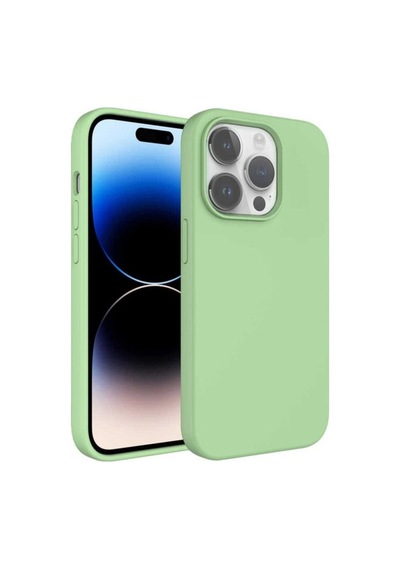 Apple Uyumlu iPhone 14 Pro Max Kılıf Sıvı Teknolojili Silinebilir Sert Zore Kivi Kapak Light Green