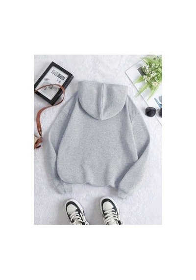 Medinenur Surprıse Baskılı Yumuşacık İçi Yünlü Sweatshirt Gri