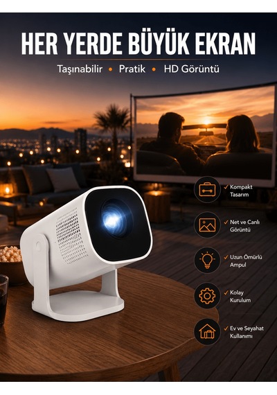Akıllı Projeksiyon Powerbankli Taşınabilir Sinema Projektörü 4k Hd Kaliteli Yeni Nesil Aklby-bsva58