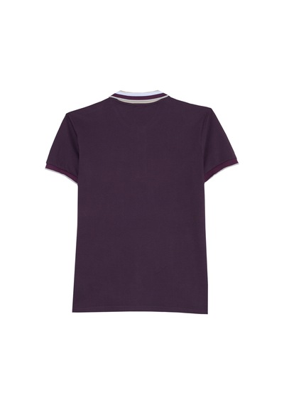 Erkek Slim Fit Dar Kesim %100 Pamuk Eflatun Polo Yaka Tişört-50177 Eflatun