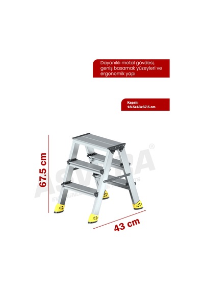 Asvera Alüminyum 3+3 Çift Çıkışlı Merdiven