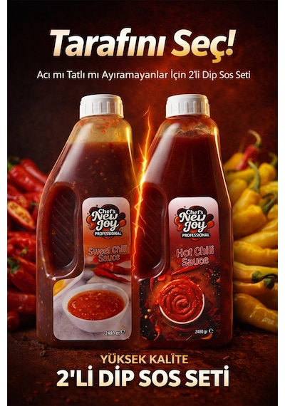 2'li Gurme Dip Sos Seti - Sweet Chili 2480g + Hot Chili 2400g Tatlı Acı Sos