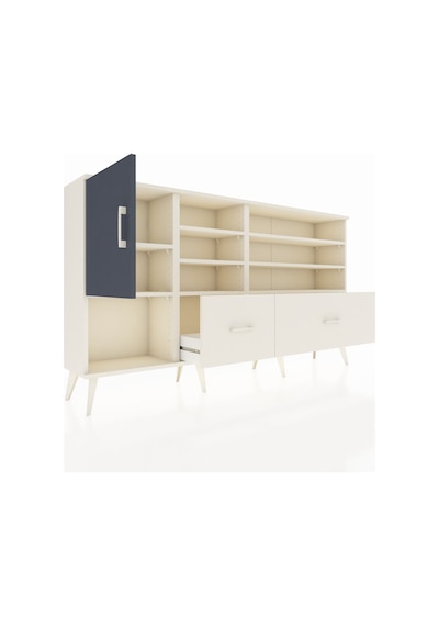 Arges Konsol 8 Raflı 2 Çekmeceli Tek Kapaklı 176x30x99 Aytaşı-antrasit/aytaşı Antrasıt/aytası - Aytası