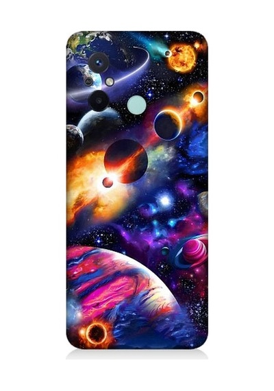 Xiaomi Redmi 12c Uyumlu Uzayda Gezegenler Ve Galaksiler Desenli Silikon Kılıf