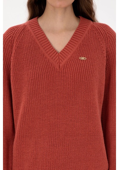 U.S. Polo Assn. Kadın Gül Kurusu V Yaka Kazak 50314934-VR026