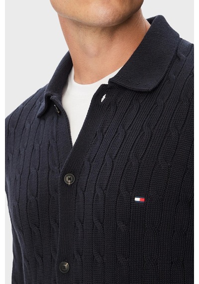 Tommy Hilfiger Pamuklu Polo Yaka Triko Kazak Erkek Kazak Mw0mw44756 Dw5 Lacivert