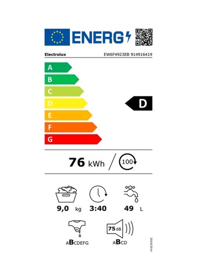 Electrolux EW6F4923EB 1200 Devir 9 KG Çamaşır Makinesi Beyaz