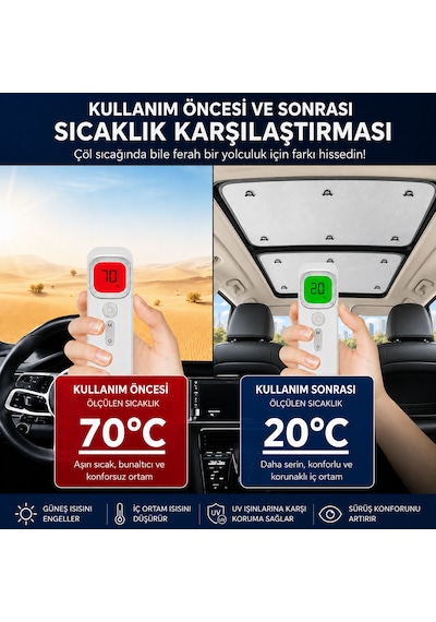 Microcase Volvo Xc90 2016-2023 İçin Sunroof Güneşlik Güneş Koruma Seti 2 Parça Al5645 Gri