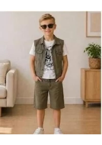 Cojans 5/12 Yaş Kot Denim Kumaş Tişörtlü Çuk Takımı Çok Renkli