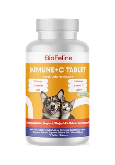 Biofeline Immune C Tablet Ve Kedi Ve Köpekler İçin Bağışıklık Sistemi Desteği Ve 75 Tablet