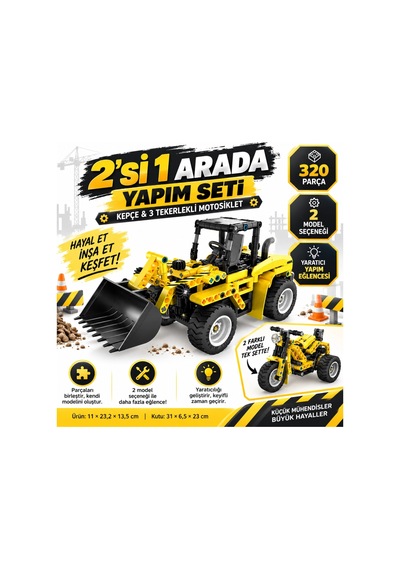 Motosiklet Temalı 2in1 Ekskavatör 320 Parça Oyun Seti