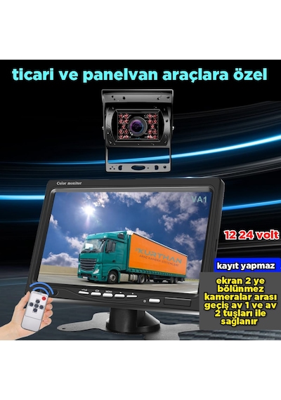 1 Adet Metal Kasa Kamera Ve 7 İnç Ekran Kayıt Yapmaz 12 24 Volt