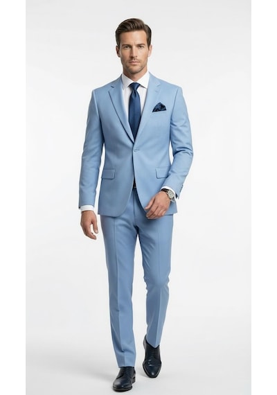 Erkek 3 Parça Slim Fit Takım Elbise Klasik Likralı Kumaş, Tek Düğme, Çift Yırtmaçlı Modern Kesim Ceket Yelek Pantolon Mavi Erkek 3 Parça Slim Fit Takım Elbise Klasik Likralı Kumaş, Tek Düğme, Çift Yırtmaçlı Modern Kesim Ceket Yelek Pantolon Mavi