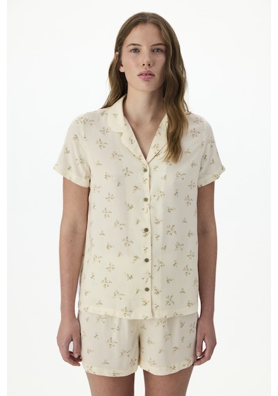 Penti Ekru Bloom Gömlek Şort Pijama Takımı Ecru