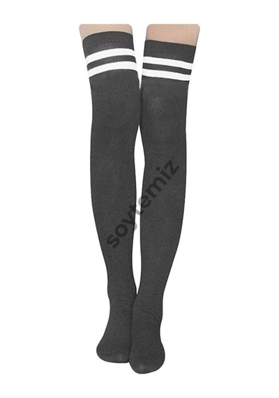 Vaccino Kadın Penye Dizüstü Çizgili Çorap Gri Diğer