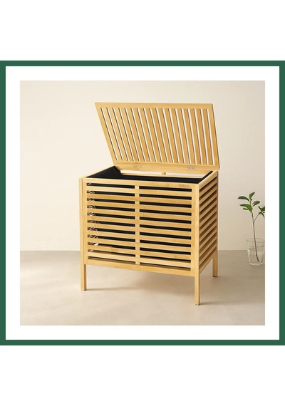 Bezos Kalın Bambu Çamaşır Sepeti 50x38x55 Cm Kumaş Torbalı Bzs01 Çok Renkli