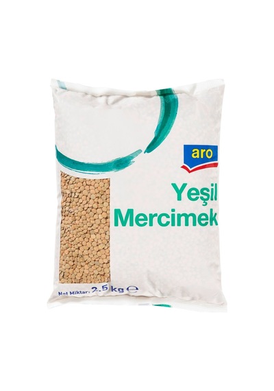 Aro Yeşil Mercimek 2,5 Kg - Yassı Şekilli, Az Nişastalı Bakliyat Tarı
