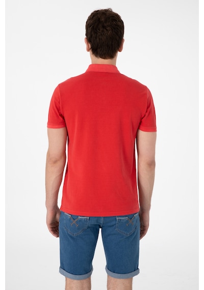 U.S. Polo Assn. Erkek Slim Fit Polo Yaka Kırmızı Yıkamalı Basic Tişört 50305995-VR030