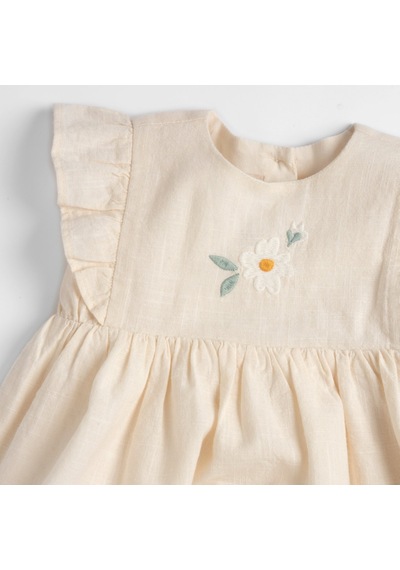 Chicco Kız Bebek Kısa Kollu Elbise 09102068000000 000060 Bej