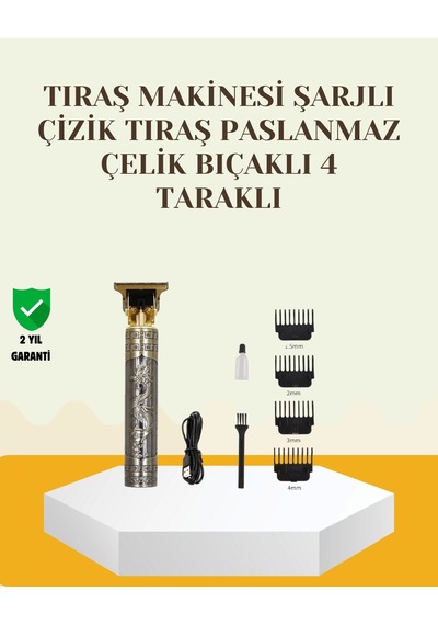 Şarjlı Titanyum Bıçaklı Saç Ve Sakal Kesme Makinesi