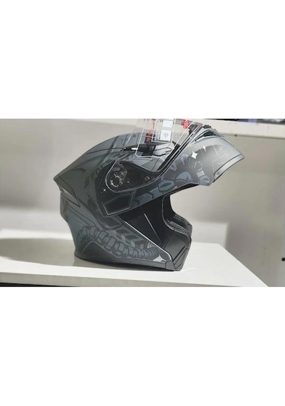 Jk-20 Jk902 Çene Pedli Güneş Vizörlü Çeneden Açılır Kask H-2 Grey Xl Beden