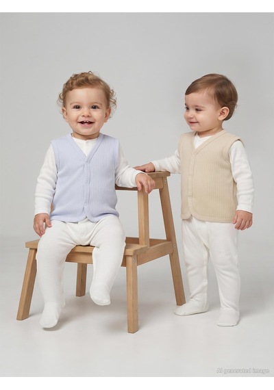 Minidamla Baby Minidamla Basic 2'li Set 3-12 Ay Yelek - Mavi