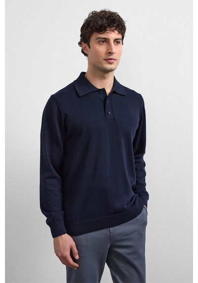 Back And Bond Lacivert Relaxed Fit Polo Yaka Triko Kazak