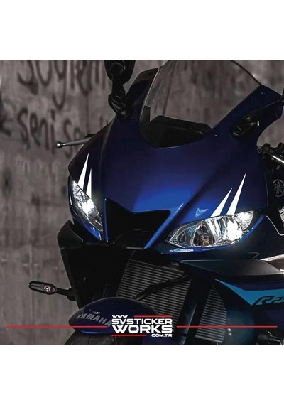 Motor Kaş Sticker Motor Sticker Tüm Motorlara Uyumlu Sağ Sol Göz Sticker Beyaz