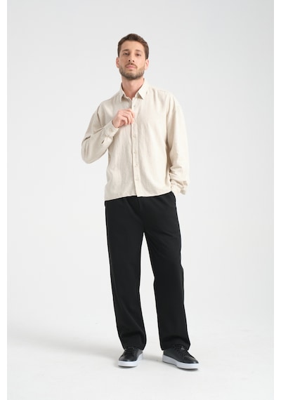 Redline Bond Keten Oversize Rahat Kalıp Premium Kumaş Basic Gömlek Bej
