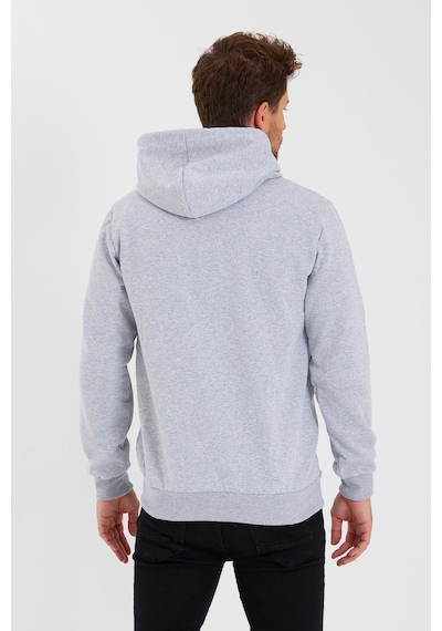 Comeor Kanguru Cepli Kapüşonlu Fermuarlı İçi Pamuklu Erkek Sweatshirt Gri