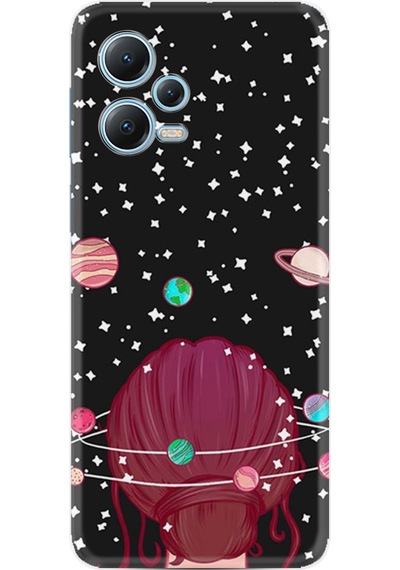 Xiaomi Redmi Note 12 5G Kılıf Resimli Desenli Baskılı Silikon Space Woman 1311