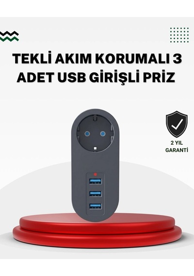 Akım Korumalı Usb Li Priz Güçlü 2500w Isı Ve Çocuk Koruması Standart