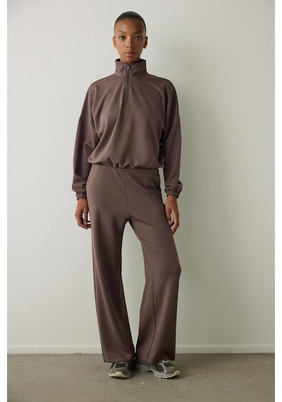 Penti Haki Silky Feel Dik Yaka Crop Sweatshirt