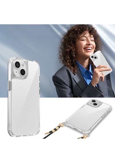 Zore İphone 14 Kılıf Airbagli Takılabilir Askı Aparatlı Ogaa Snap Silikon Kapak - Şeffaf