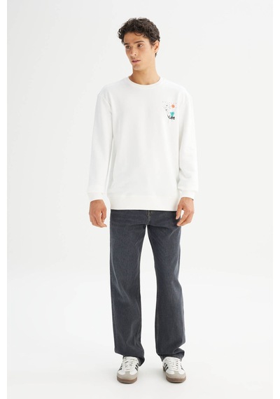 Lee Regular Fit Baskılı Beyaz Erkek Sweatshirt L2520361102 Beyaz