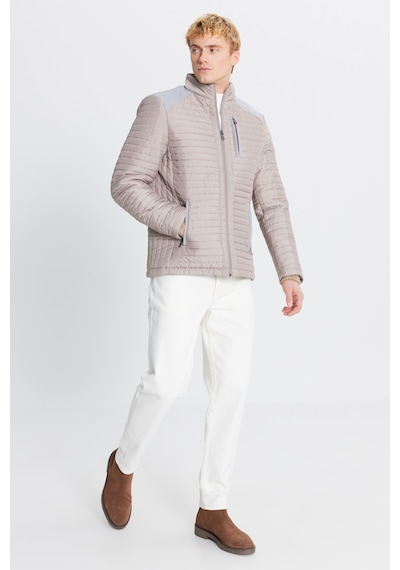 AC&Co / Altınyıldız Classics Erkek Bej Standart Fit Normal Kesim Dik Yaka Desenli Mont Bej