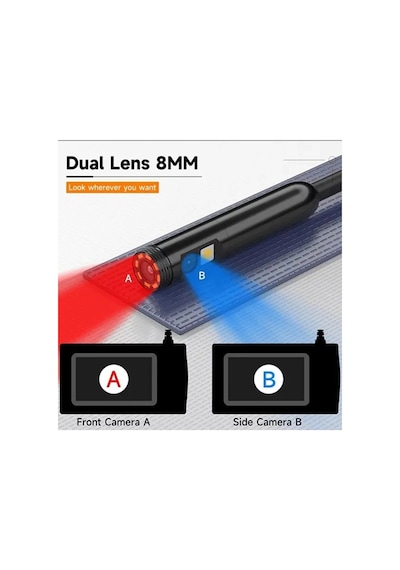 Vtn-008 Ekranlı Çift Kameralı 10 Mt Sert Kablo Yılan Endoskop Kamera 8 Mm 4.3 Inc 42933944