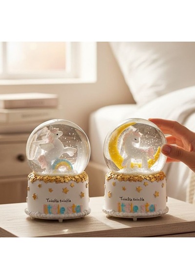 Unicorn Dönen Büyük Boy Püskürmeli Işıklı Müzikli Kar Küresi