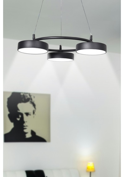 Parla Modern Salon Yatak Odası Giyinme Odası Mutfak Beyaz Işık Ledli Renk 3 Lü Led Avize Siyah Siyah